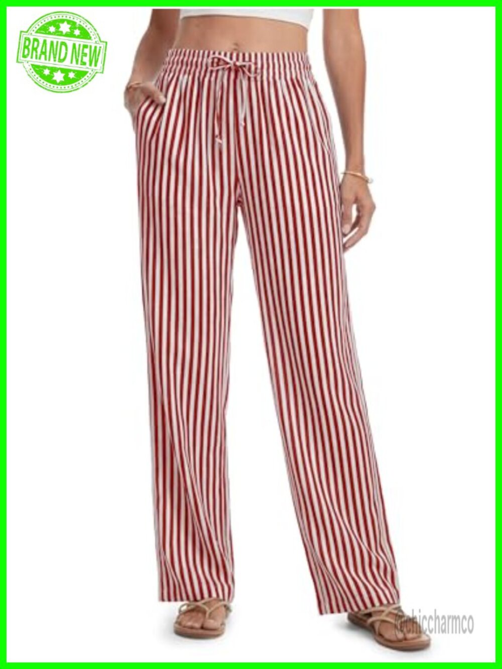 Linen Wide Leg Pants Tall Women Elastic Waist Drawstring